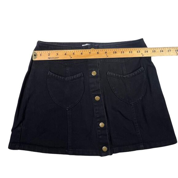 Favlux Paneled Black Denim Miniskirt With Snap Buttons Size Large - Picture 9 of 12